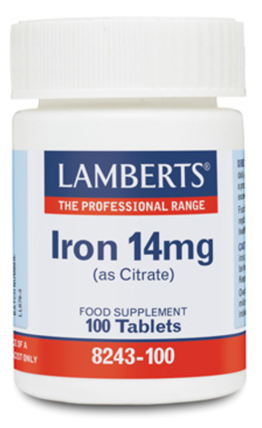Lamberts Iron 14 mg citrate of higher absorption 100 tablets