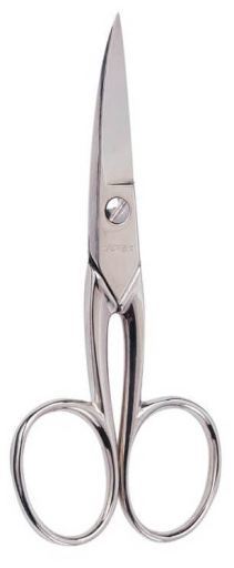 Nickelplated pedicure scissors, curved tip