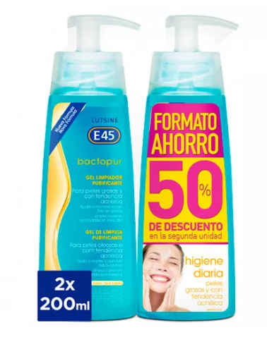 E45 Pack Bactopur Purifying Cleansing Gel 2x200 ml