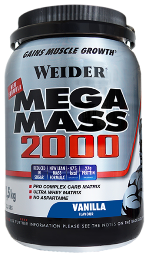 Weider Mega Mass 2000 Vanilla flavor 1 5 kg