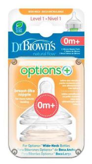 Options Preemie Flow Wide Mouth Silicone Teats 1 0M+ 2 units