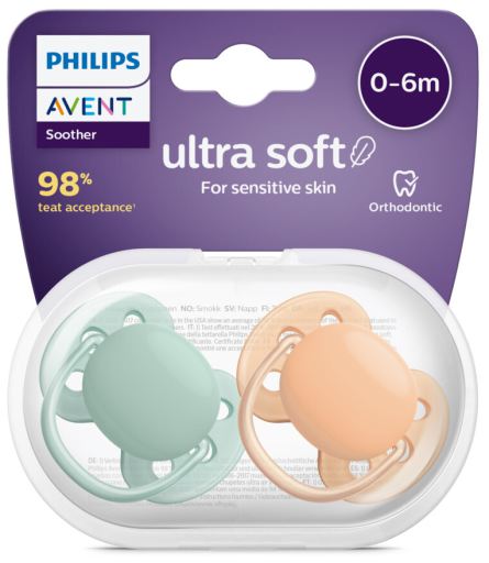 Avent Neutral Ultra Soft Pacifiers for Babies from 0 to 6 Months 2 units