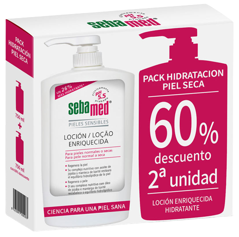 Enriched Moisturizing Lotion with Panthenol Ideal for Dry Skin 2 x 750 ml