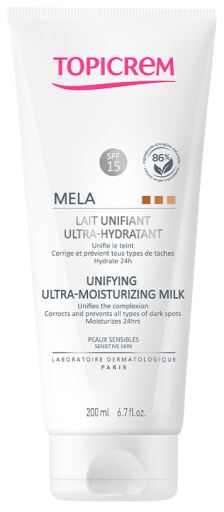 Topicrem Mela Ultra-Hydrating Unifying Body Milk SPF 15+ 200 ml