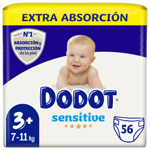 Sensitive Diapers Size 3 from 7 to 11 Kg 56 Units